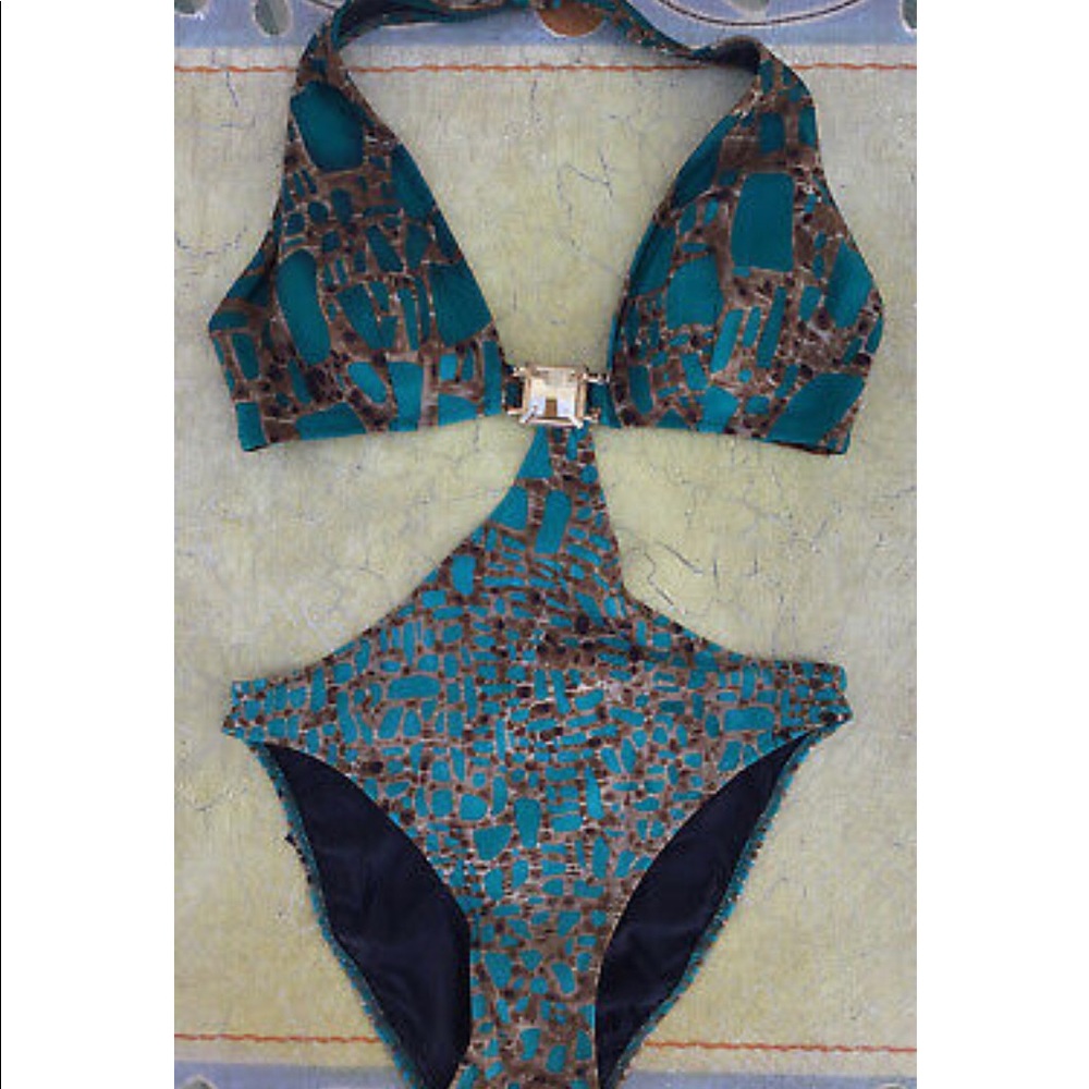 Gottex Halter One Piece swimsuit Side Cut Outs - Picture 3 of 7